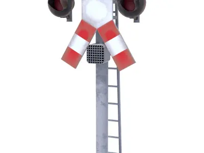 Rail Crossing Traffic Light Pack 2 Low-poly 3D model