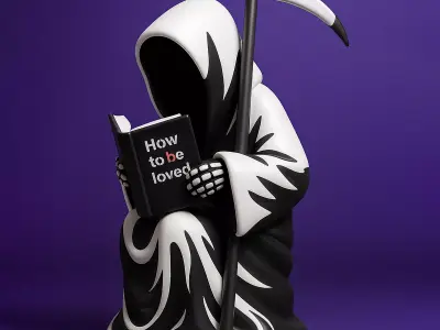 Grim Reaper Death Reading How to be loved Heartbreak toy 3D print model