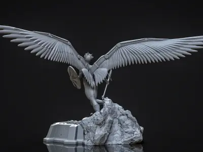 Valkirie statue of angel with wings 3D print model