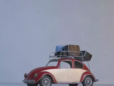 car-model toy car with luggage on top Free 3D print model