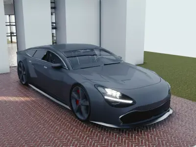 BLENDER EEVEE Brandless Extended Wheelbase 4 door coupe Low-poly 3D model