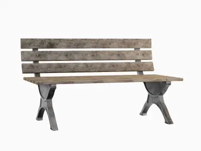Stylized Outdoor Bench Set 3D model