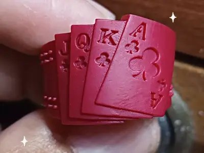 Cartas playing card ring 3D print model