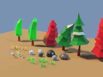 Lowpoly nature pack Free low-poly 3D model