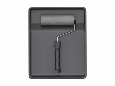 Paint roller with tray 01 3D model