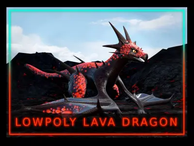 Lava Dragon Low-poly 3D model