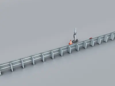 Petrol Pump and Crash Barrier 3D model