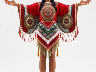 Vibrant Cultural Character Model Rigged and Animated Low-poly 3D model