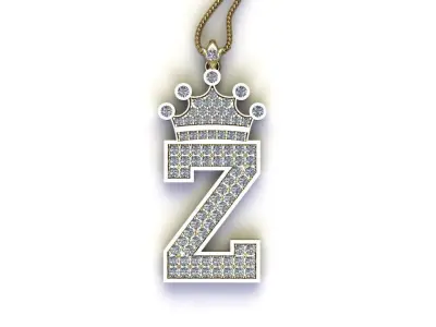 Alphabet V2 Diamond Font Style Pendant Z 3D print model