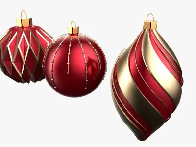 Christmas Tree Ornament Set5 - Red Yellow 3D model