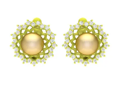 Luxury Pearl Halo Pave Drop Earrings 5636 3D print model