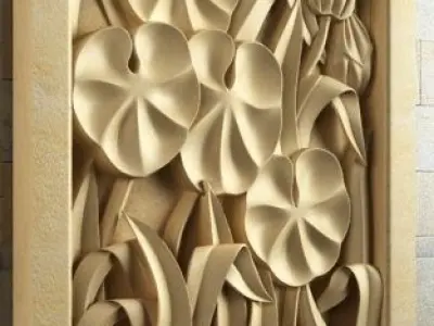 Panel 2 flowers in frame 3D model