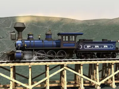 PRR 2-8-0 Steam Locomotive and Tender - STATIC MODELS 3D model