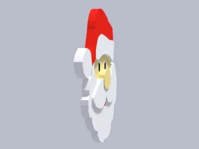 Low Poly Cartoon Santa Claus Face Decorative Object Low-poly 3D model