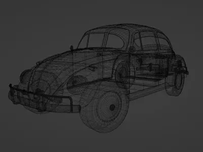 Volkswagen Beetle 1965 Low-poly 3D model