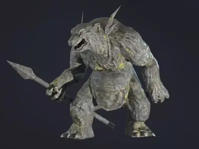 Warrior Bear Statue Low-poly 3D model