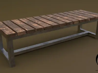 bench 10 4in1 - 4 Texture 1 Model Low-poly 3D model