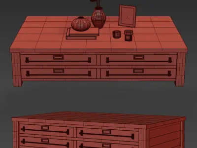 ZINC-TOP MERCANTILE COFFEE TABLE 3D model