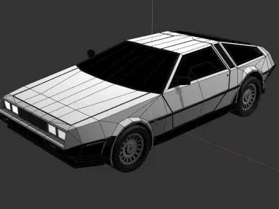 1981 DMC DeLorean Low-Poly Style Low-poly 3D model