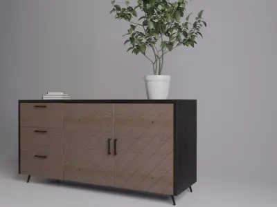 MODERN WOOD CONSOL TABEL SIDEBOARD MODEL 3D model