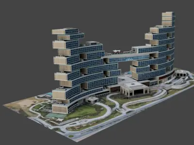 The Royal Atlantis Residences Dubai 3D low-poly model Low-poly 3D model