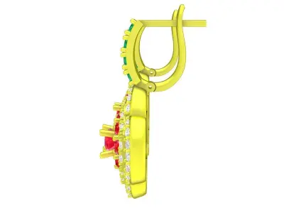 Luxury Floral Halo Gemstone Earrings for Women 5639 3D print model