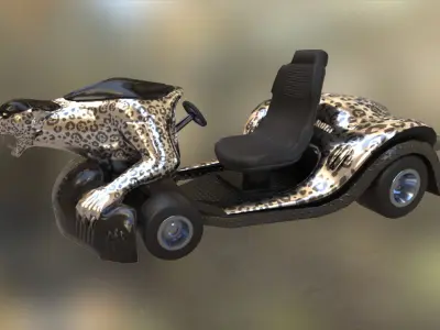 Leopard Gokart Low-poly 3D model