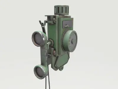 Old Green Phone Low-poly 3D model