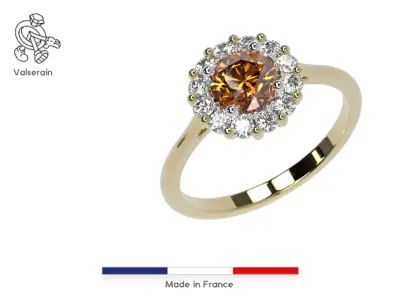 Luxury margerite gold ring 6Mm diamond 3D print model