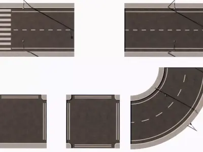 ROAD-STREET road with crosswalk Low-poly 3D model