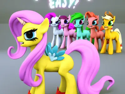 Customizable Rigged Pony 3D Model for Poser and Daz 3D model