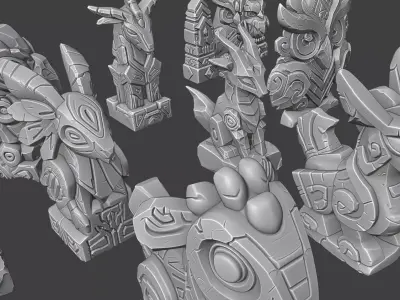 Stylized Statues Set 3D model