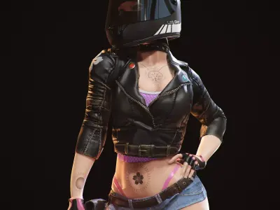 Lady Biker Low-poly 3D model