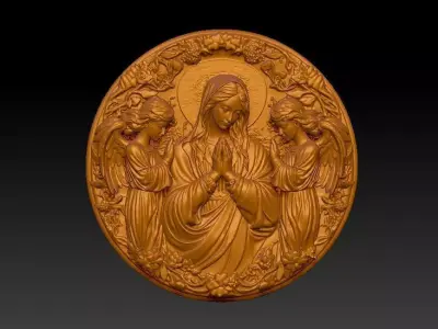 Virgin Mary and Angels Bas Relief 3D Model  3D print model