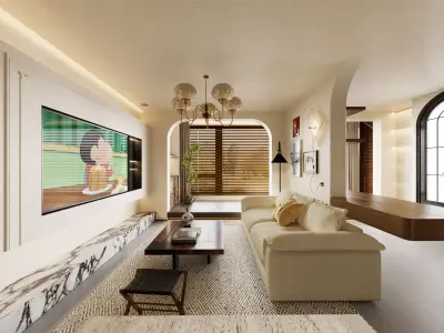 Luxury living room dining room interior scenes  3D model 3D model