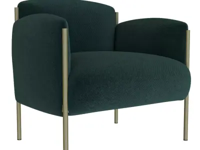 Modern Velvet Armchair 3D Model  Low-poly 3D model