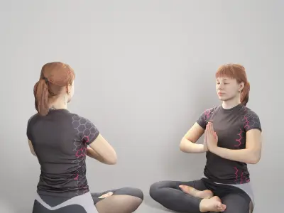 Beautiful young woman in lotus pose 307 Low-poly 3D model