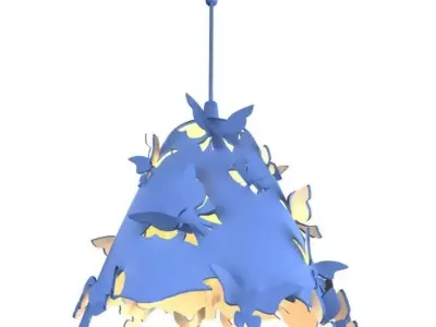 Blue Butterfly Decorative Ceiling Lamp 3D model