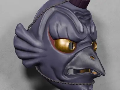 Karasu tengu mask  japanese theatre Noh 3D model 3D model
