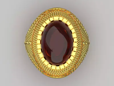 Classic design man ring with red stone model mr0236 3D print model
