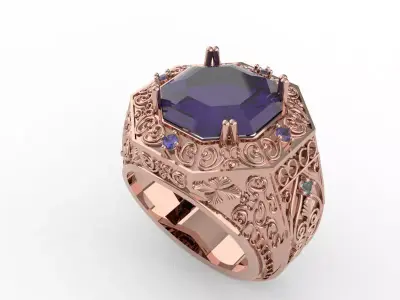 TURKISH STYLE BRIDAL GENTS RING 3D print model