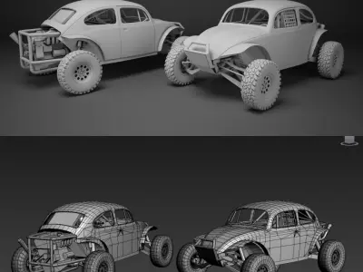 Off-road racing cars collrction Low-poly 3D model