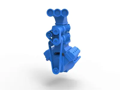 Engine V8 with double supercharger Scale 1 to 25 3D print model
