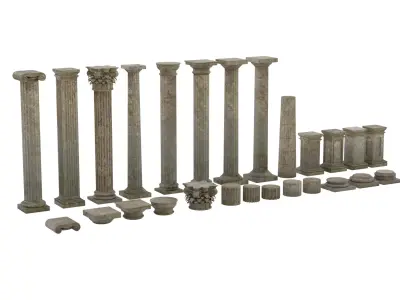 Set of 26 Columns Modular Doric Ionic and Corianthian 3D model