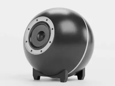 Round Audio Speaker V2 - Universal Black Sound Unit Low-poly 3D model