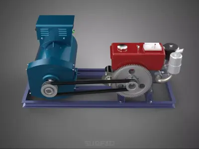 ENGINE DIESEL POWER GENERATOR SET GENSET ALTERNATOR DYNAMO MOTOR 3D model