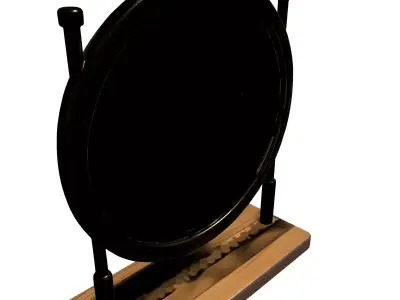 Elegant Golden Round Table Mirror Low-poly 3D model