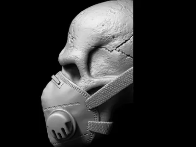 Skull Bas relief with mask vol2 wall home decor art 3D print model