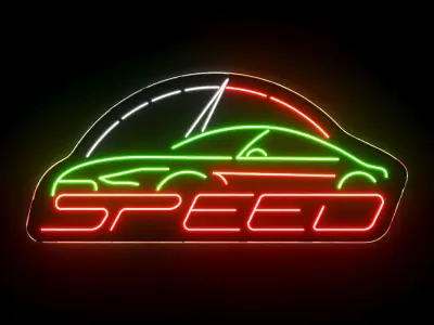Speed Racing Car Neon Sign 3D model