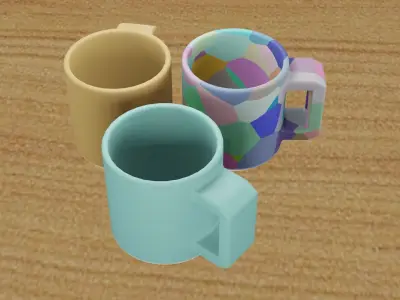 Cup tea and coffee Low-poly 3D model